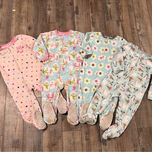 Lot of‎ 4 Carter's Toddler Girl Fleece Footed Pajamas, 24 Months Animals
